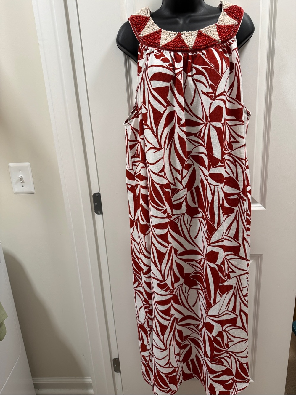 Plus Size Maxi Dress with Beaded Collar